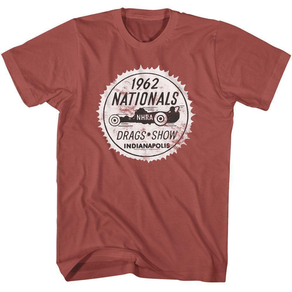 National Hot Rod Association Nhra 62 Nationals Terracotta Adult T Shirt